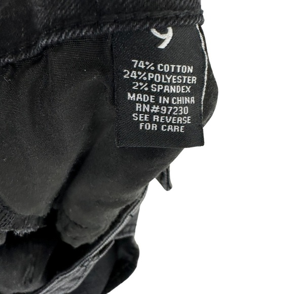 Almost Famous Juniors Distressed Flared Jeans Size 9 Black Stretch Denim Raw Hem - Picture 7 of 7